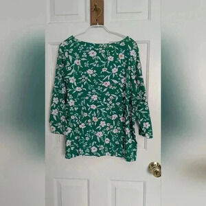 Croft And Barrow Three-Quarter Sleeve Women's Top Size Lg Floral Boat Neck (EUC)